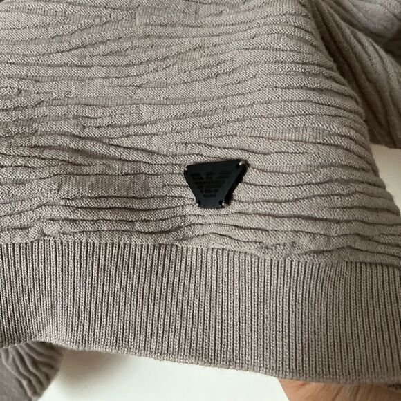 NWT Emporio Armani Men’s Sweater, Ribbed Texture, Light Chocolate Color, 3XL - Picture 6 of 12